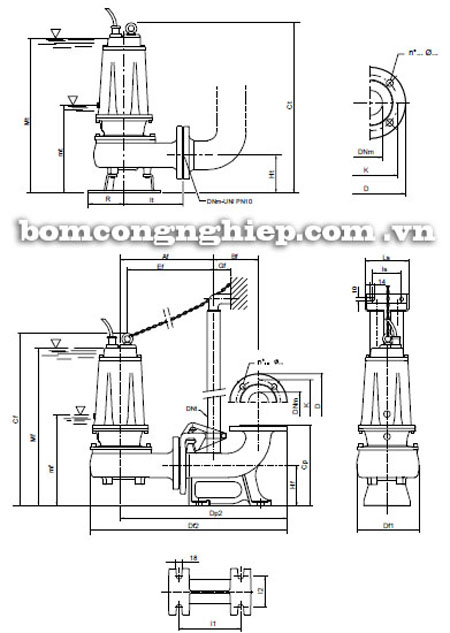 Máy bơm nước Pentax DM kích thước