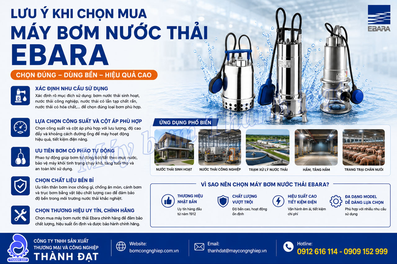 Lưu ý khi chọn mua máy bơm nước thải Ebara Lưu ý khi chọn mua máy bơm nước thải Ebara