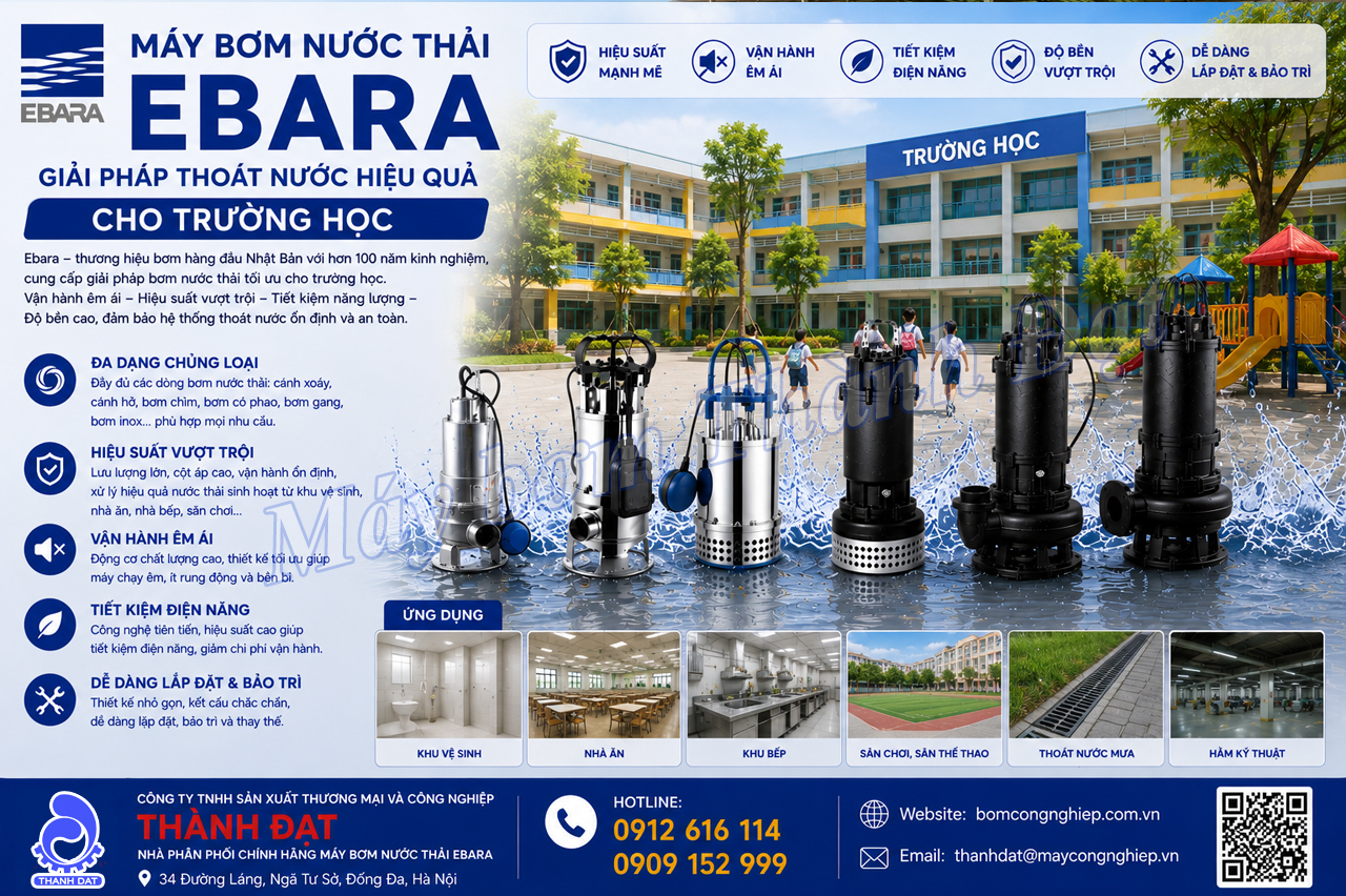 Máy bơm nước thải Ebara cho trường học