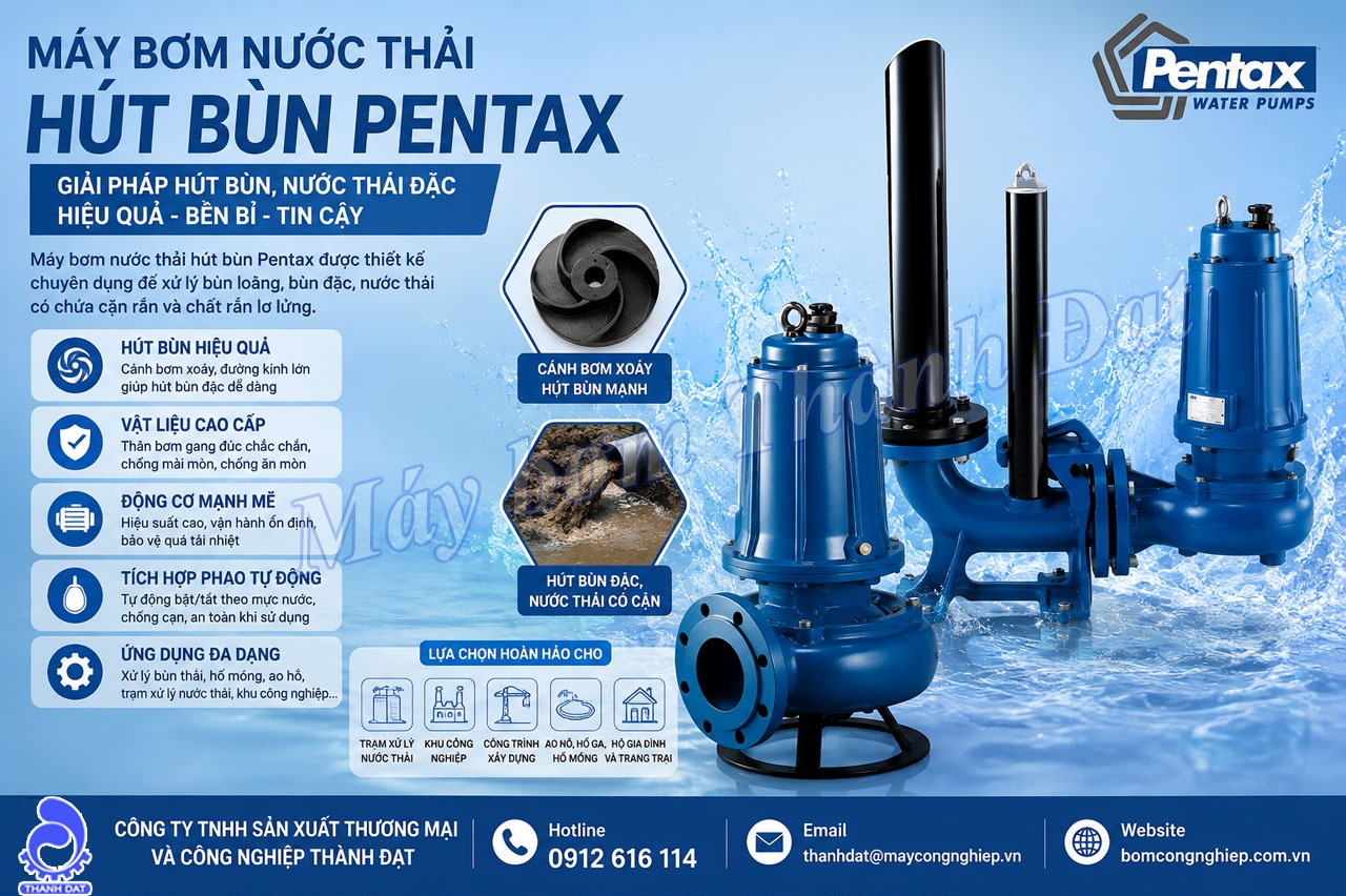 Máy bơm nước thải hút bùn Pentax Máy bơm nước thải hút bùn Pentax