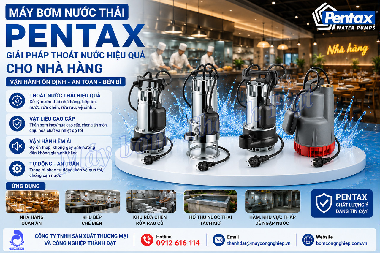 Máy bơm nước thải Pentax cho nhà hàng