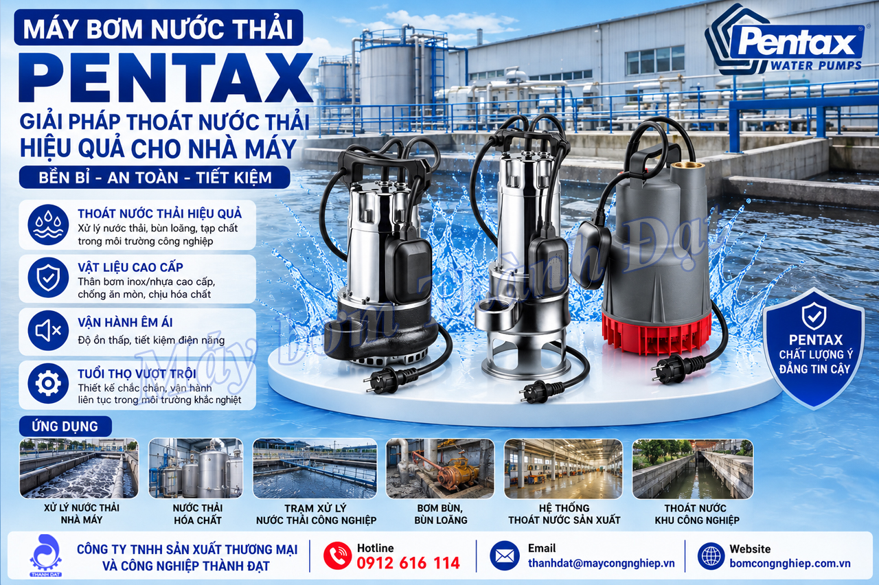 Máy bơm nước thải Pentax cho nhà máy