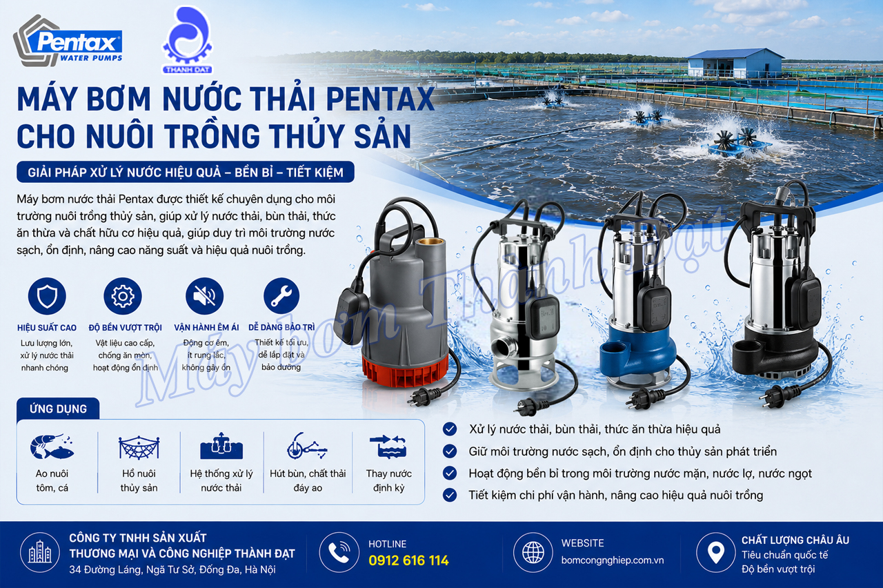 Máy bơm nước thải Pentax cho nuôi trồng thủy sản