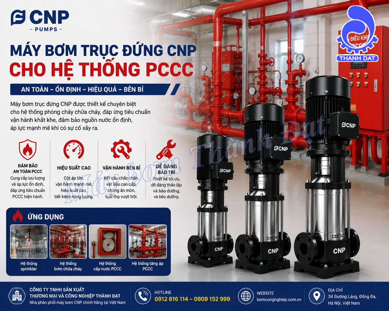 Máy bơm trục đứng CNP cho hệ thống PCCC
