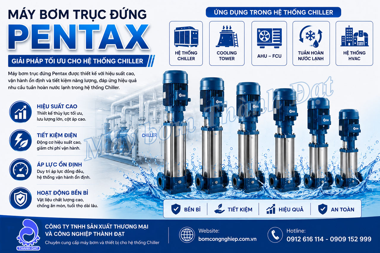 Máy bơm trục đứng Pentax cho hệ thống Chiller