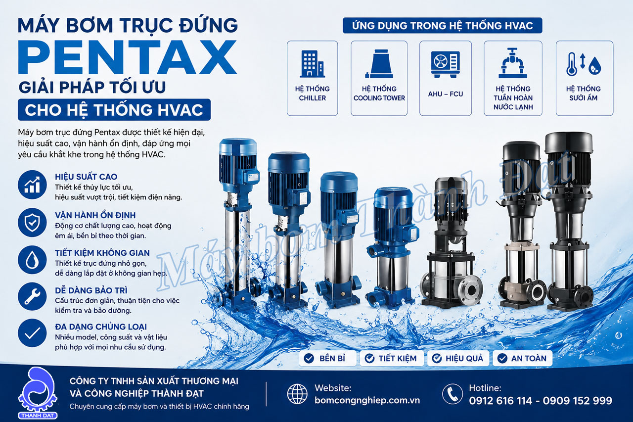 Máy bơm trục đứng Pentax cho hệ thống HVAC