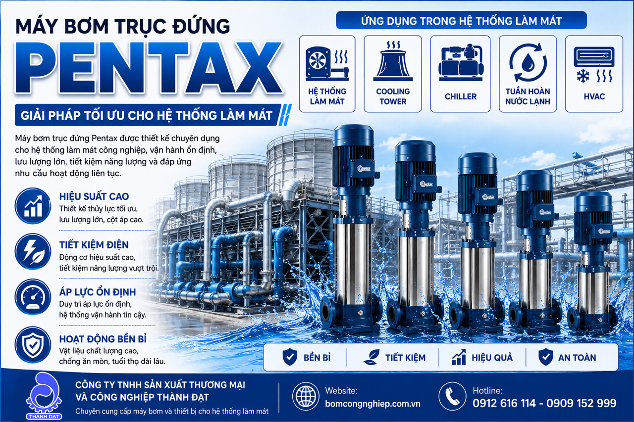 Máy bơm trục đứng Pentax cho hệ thống làm mát