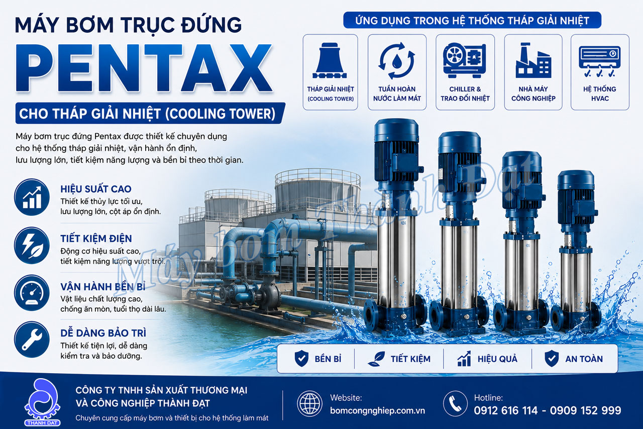 Máy bơm trục đứng Pentax cho tháp giải nhiệt