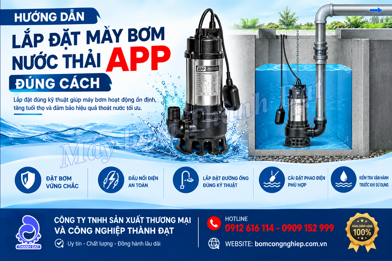 Lắp đặt máy bơm nước thải APP đúng cách