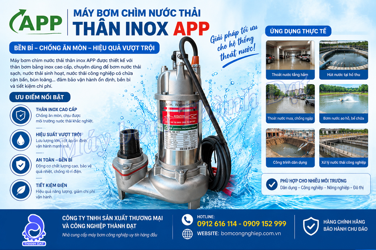 Máy bơm chìm nước thải thân inox APP