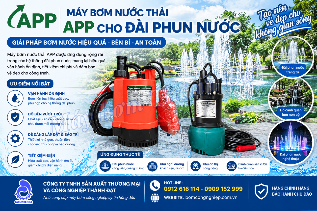 Máy bơm nước thải APP cho đài phun nước